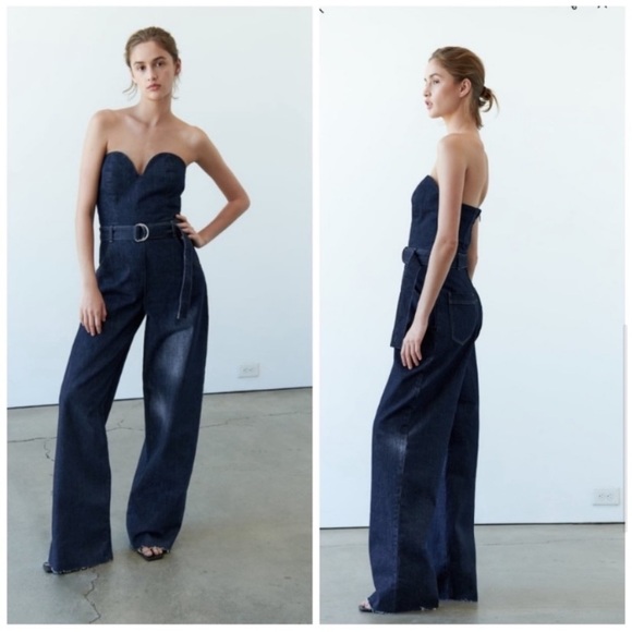 Zara Denim Bustier Jumpsuit - Picture 6 of 7